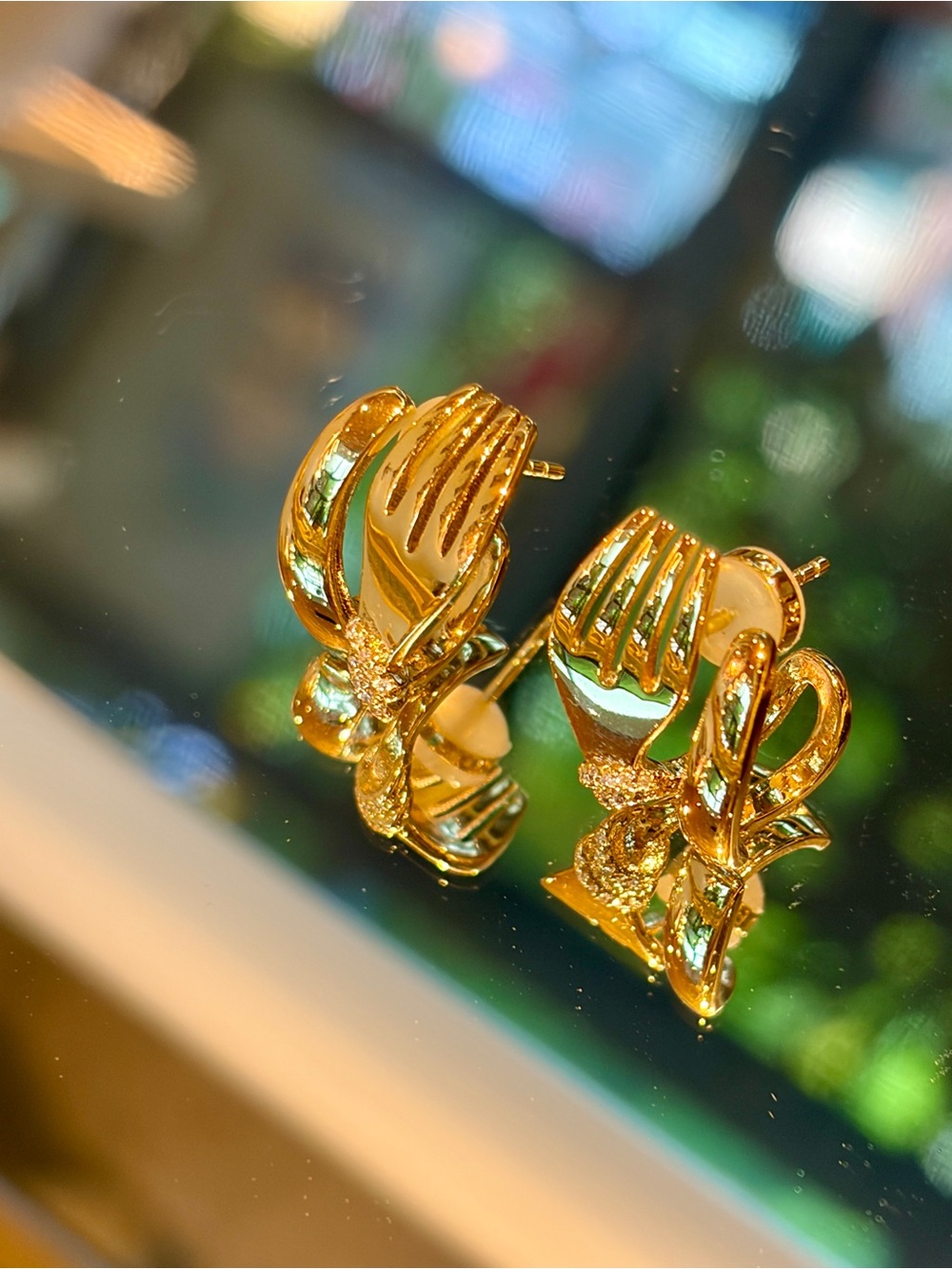 New Gold Plated S925 Post Fork Novelty Stud Earrings